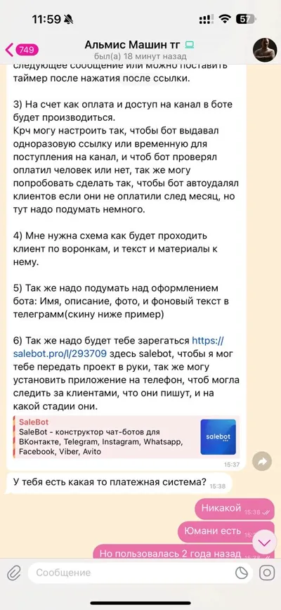 Скриншот переписки с Лилией